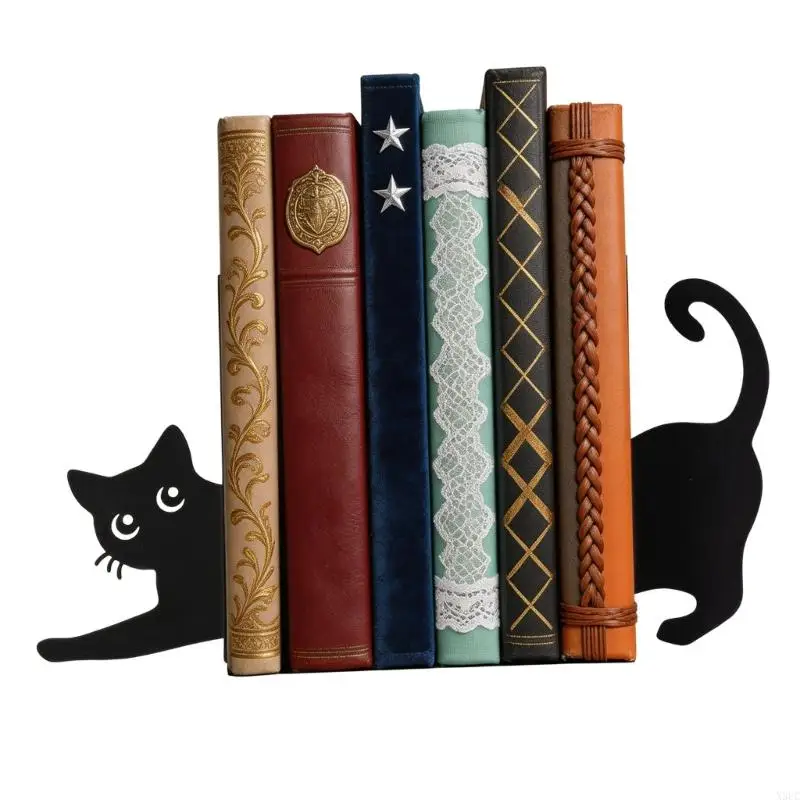 Lovely Bookend For Shelf Display Iron Construction T Support Book End Decorative Book Stopper Home Use X3UC