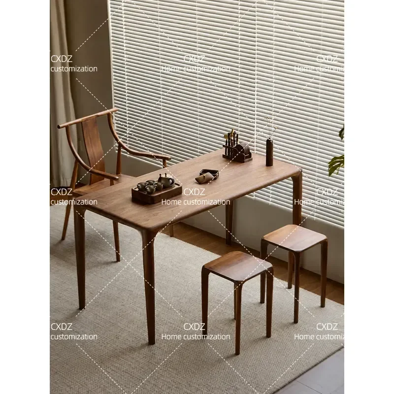 North American Black Walnut Solid Wood Tea Table Tenon and Mortise Structure Dual Purpose Living Room Furniture Set with