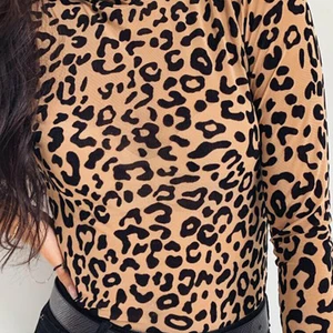 Women's blouse turtle turtle leopard print, long -sleeved shirts, women's blouses, fashion tops-en, autumn clothes 11 Main Sales Printed Blouses - №11