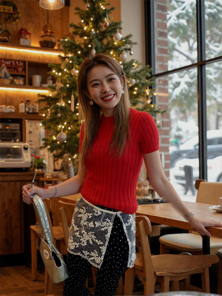 Mesh All-match Fashion Skirts Womens Shirred Patchwork Lace-up Pleat Comfortable Detail Artistic Feminina Layered Spring Unique