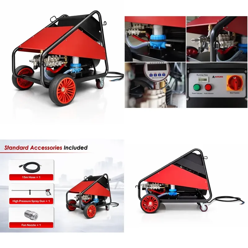 22KW 500Bar 50MPa 7250 PSI Industrial High Pressure Cleaner for Paint and Rust Removal of Construction Machinery