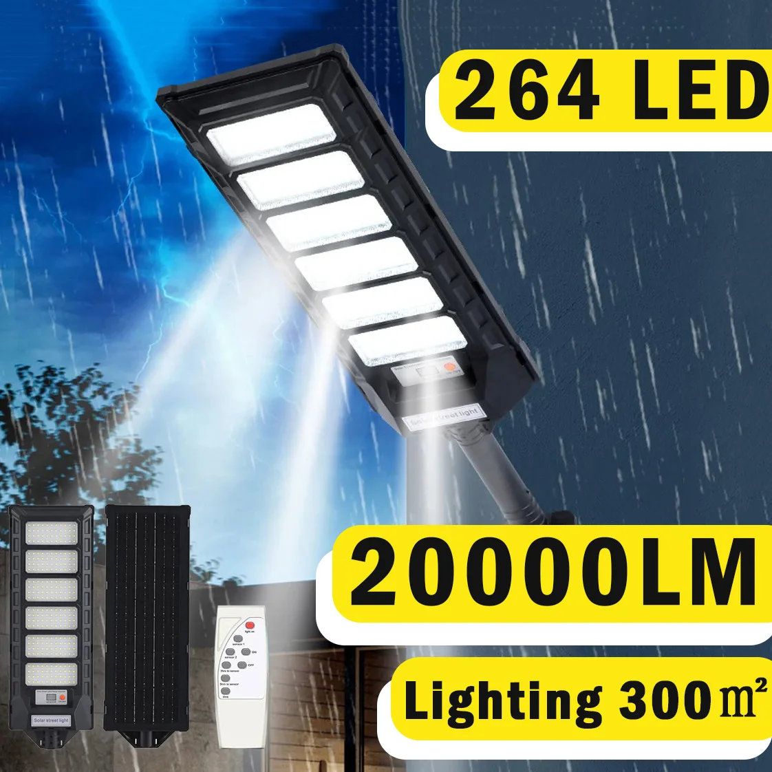 20000LM Solar Light Outdoor External Solar Street Lamp With Motion Sensor Remote Control Solar Powered Spotlight Lighting Garden