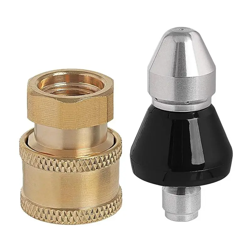 AS63-Sewer Cleaning Tool High-Pressure Nozzle, 1/4Inch 1 Front 6 Rear Sewer Jetter Nozzle And Pressure Washer Adapter Parts