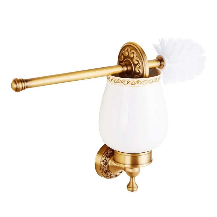 

Mounted Bathroom Toilet Brushed Holder Set, Antique Brass Pattern Carving,Brushed Bronze