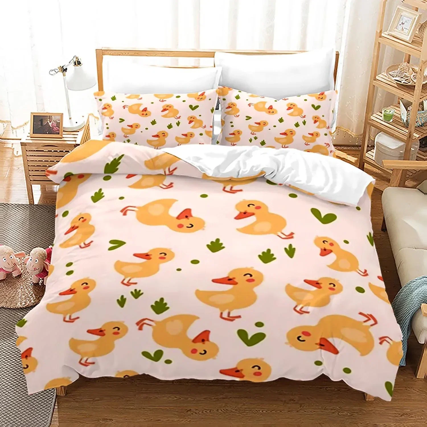 3D Print Yellow Duck Bedding Set Boys Girls Twin Queen King Size Duvet Cover Pillowcase Bed boys Adult Home Textileextile