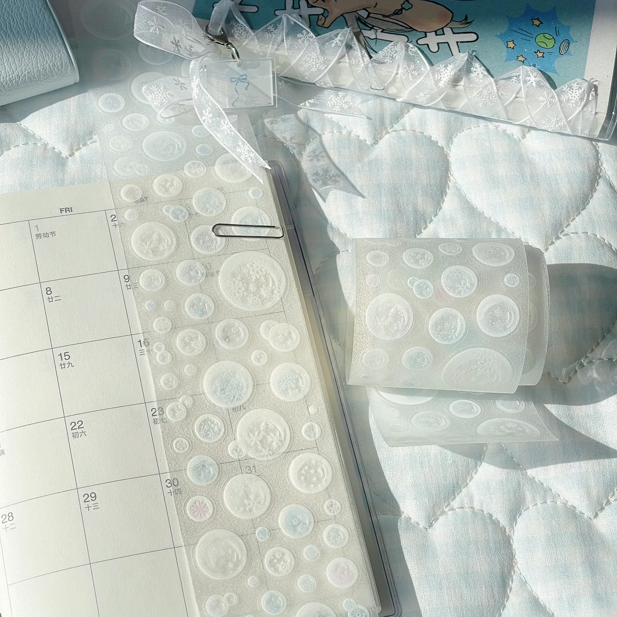 

Сверкающие наклейки-песочницы, первые снежные наклейки-ленты, прозрачные декоративные наклейки для скрапбукинга, милые наклейки с пузырьками и точками