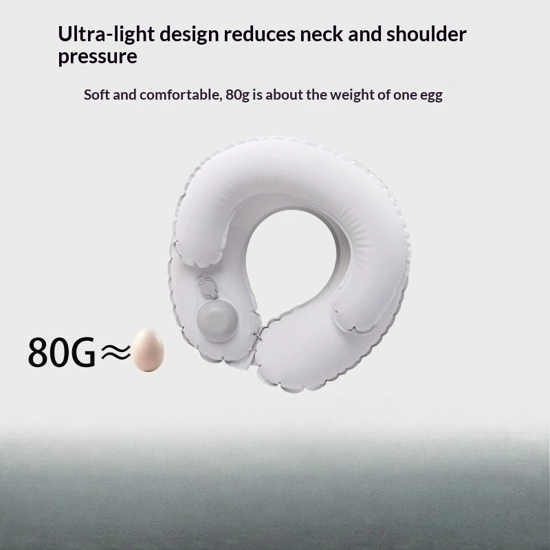 Inflatable U-shaped Neck Pillow Inflate Double Layer Travel Pillow Portable Cervical Support Cushion for Airplane Car Office Nap