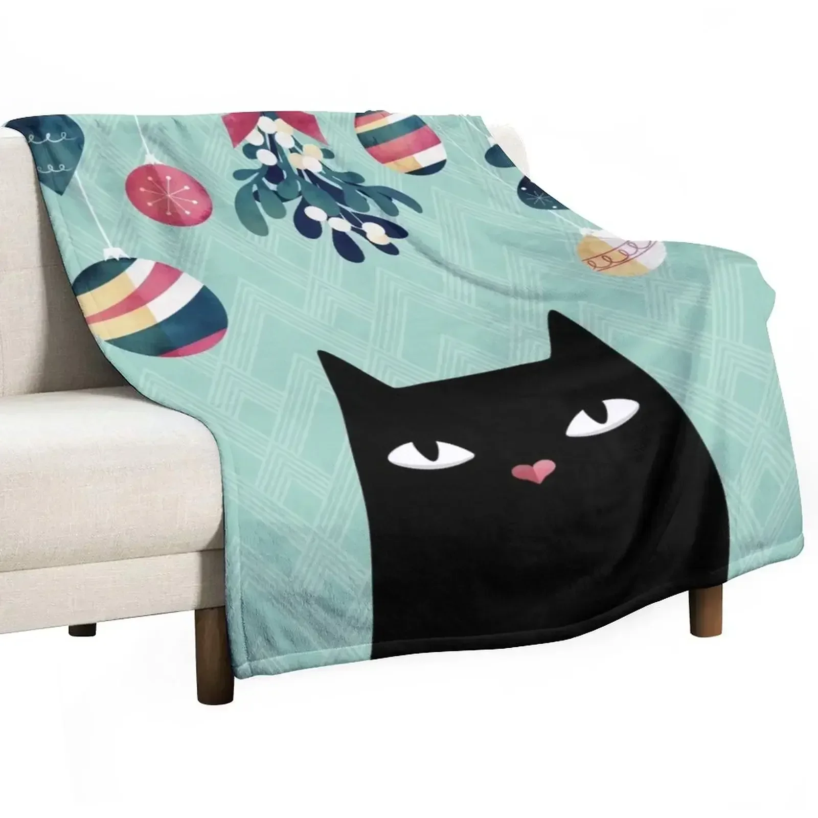 

Mistletoe (Black Cat) Throw Blanket Picnic Large anime Decorative Sofas Blankets