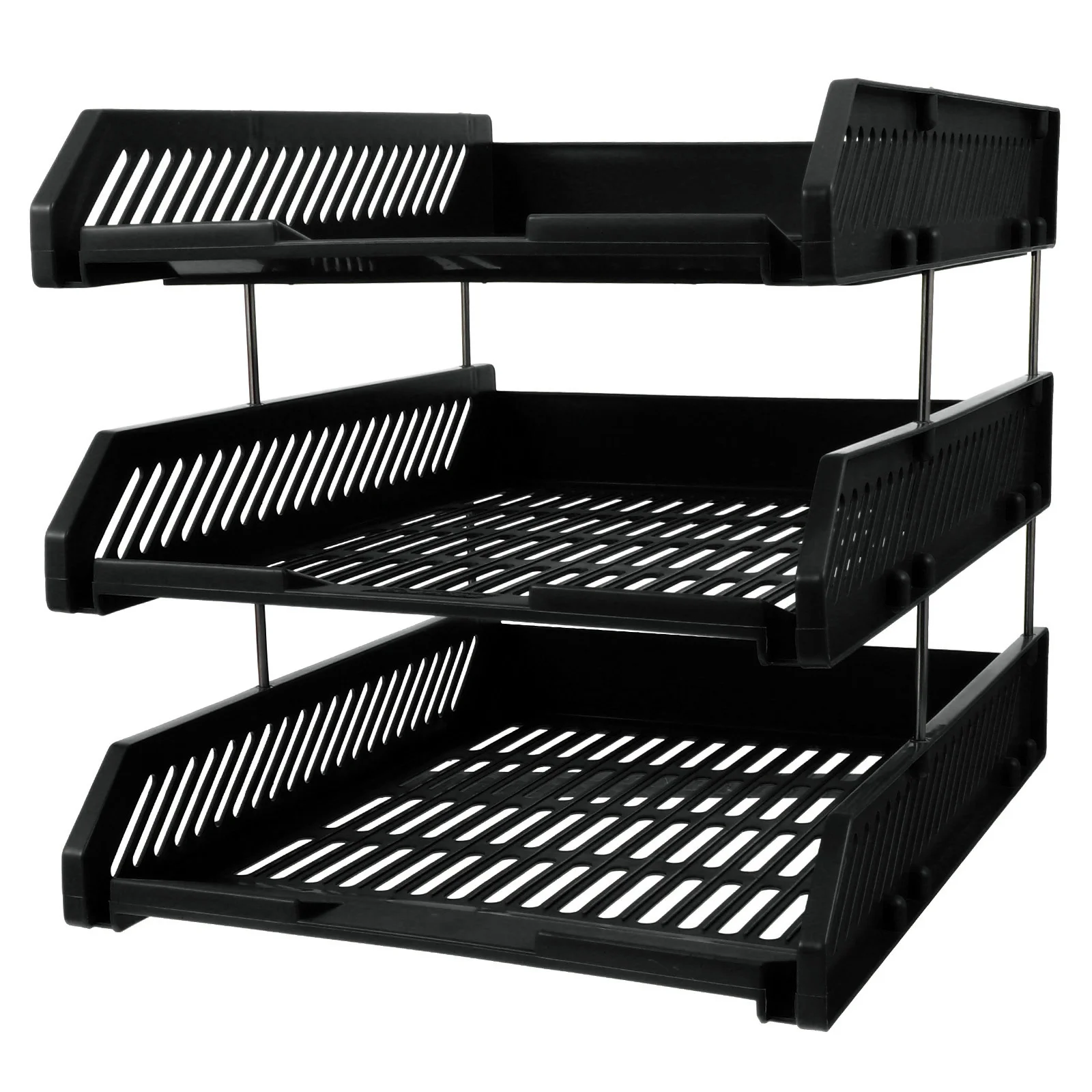 

Desktop File Rack Accessory Black Office Supplies Company Tray Document 3-tier Shelf Holder for Manager Storage