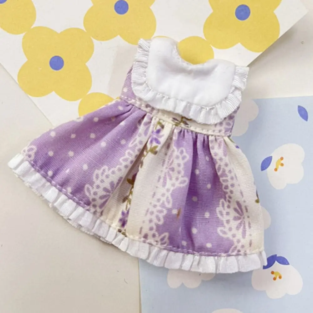 Handmade Printed Dresses For 1/11 OB11 Dolls Sleeveless Outfits Dresses Fashion Doll Clothes Skirt For 1/12 BJD Dolls Clothes