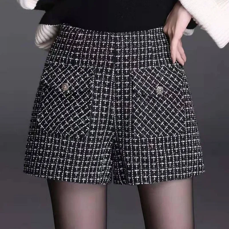 Plaid Women's Shorts Spring Autumn Winter Stylish A-line Suit Fashionable Versatile  Slimming