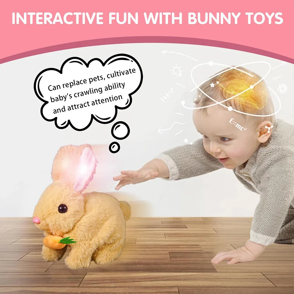 Electric Solid Color Cartoon Fluffy Rabbit Plush Toys Cute Soft Stuffed Bunny Dolls Pendant with Carrot Kids Gifts Party Decor image 3