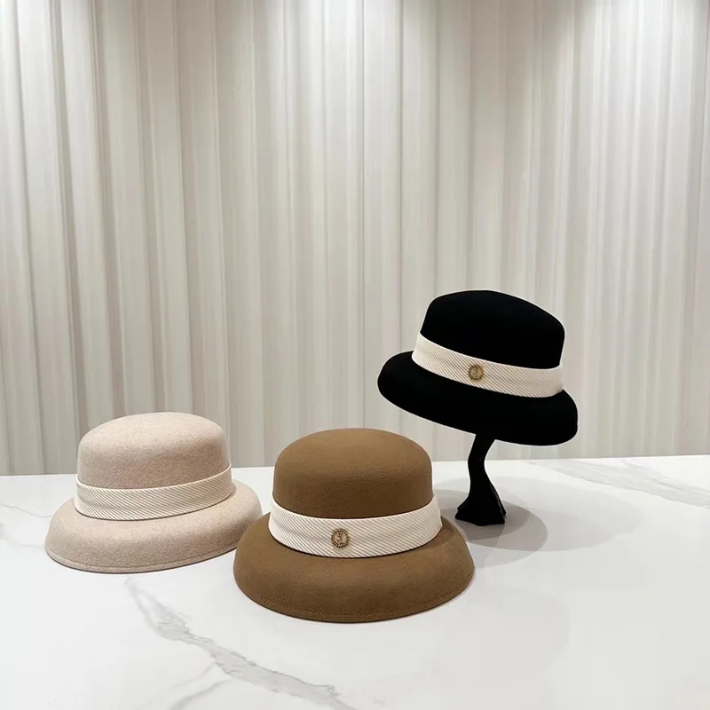

TOMKHU NEW Winter Fashion Vintage Women Ladies Wool Fedora Hat Bucket Dome Bell Bow Felt Hats Women Cap Hats Hat
