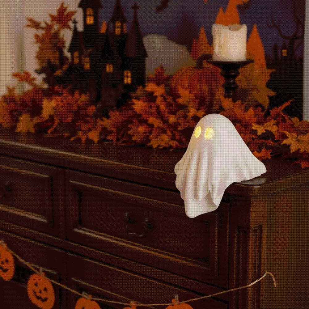 Warm White Ghost Table Decor Compact Size Button Cell Battery Operated Halloween LED Light Lightweight Energy-saving LED