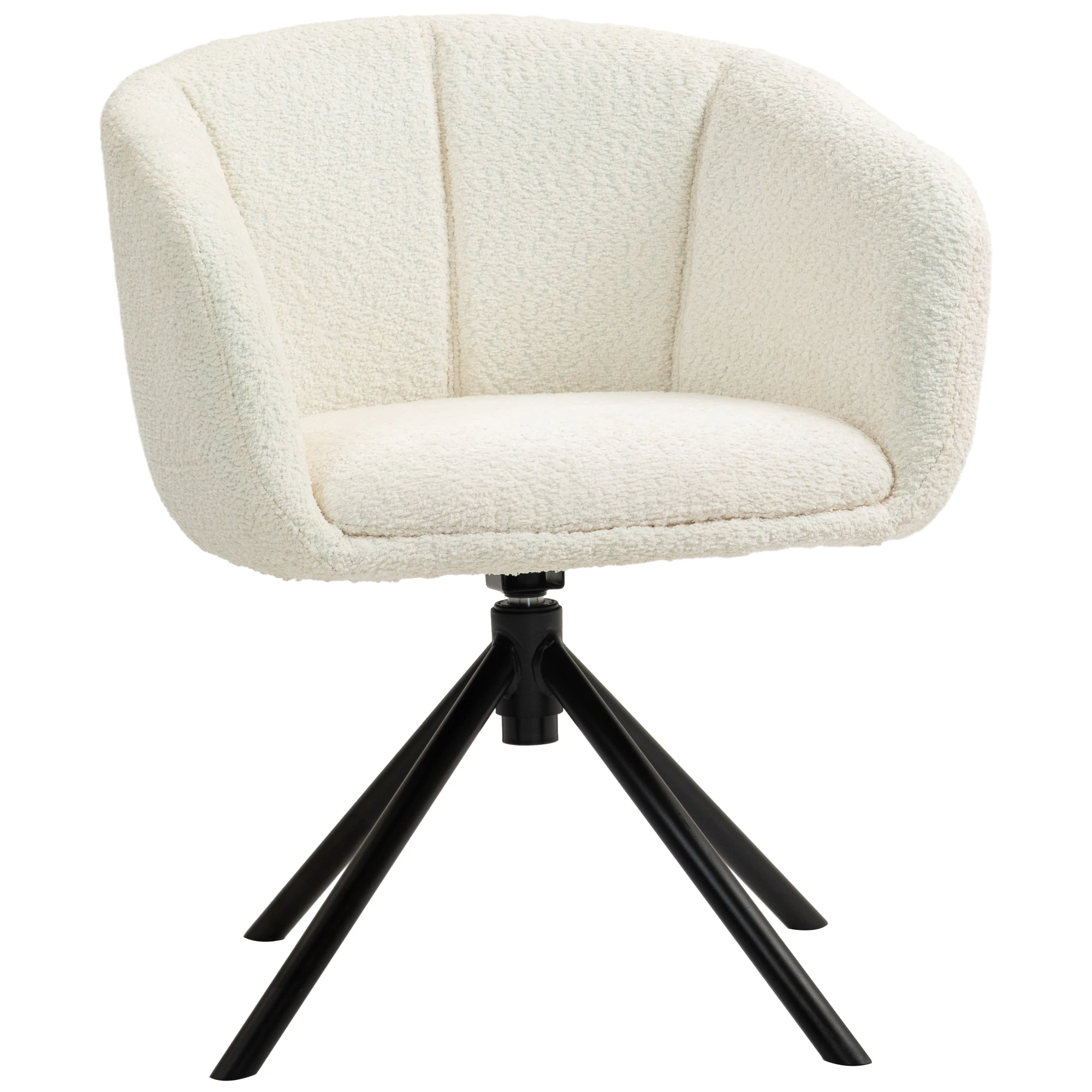 Silla giratoria para comedor HOMCOM ° , silla de cocina con asiento acolchado, reposabrazos, base metálica, efecto de textura de tela, para salón, casa, color crema