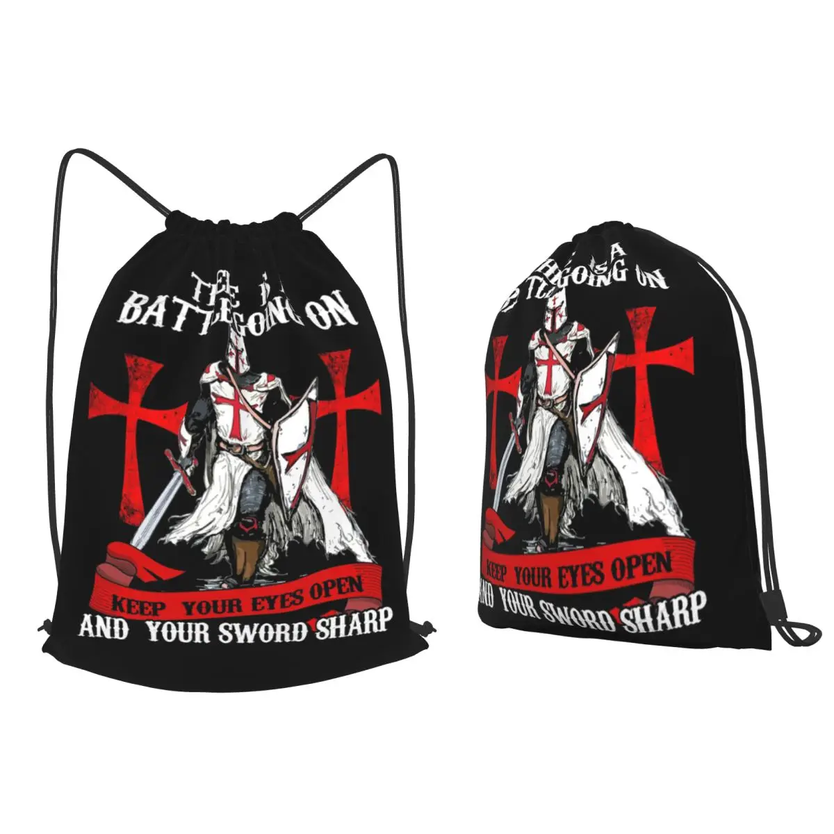 

Knights Templar Cross Shield Symbol Medieval Sword Emblem Secret Order Backpacks Drawstring Bags Sports Bag Book Bags for Travel