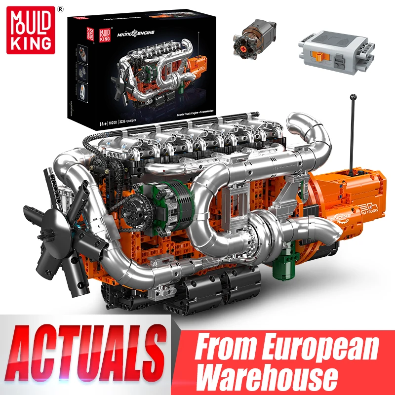 Mould King 10200 Giocattolo Tecnico Motore Auto, Motore e Trasmissione per Camion Pesante Motorizzato, Set di Costruzioni, Regalo di Natale per Bambini
