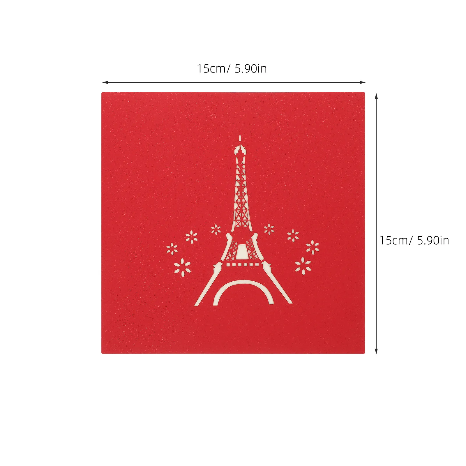 1Set 3D Musical Glowing Greeting Card Pop-Up Birthday Gift Eiffel Tower Three-Dimensional Blessing Eiffel Tower Greeting Card