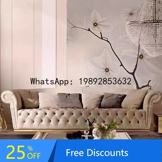 

CZ American Style Fabric Sofa Postmodern Small Apartment Button Sofa Italian Minimalist Two-Seater Three-Seater Living Room Sofa
