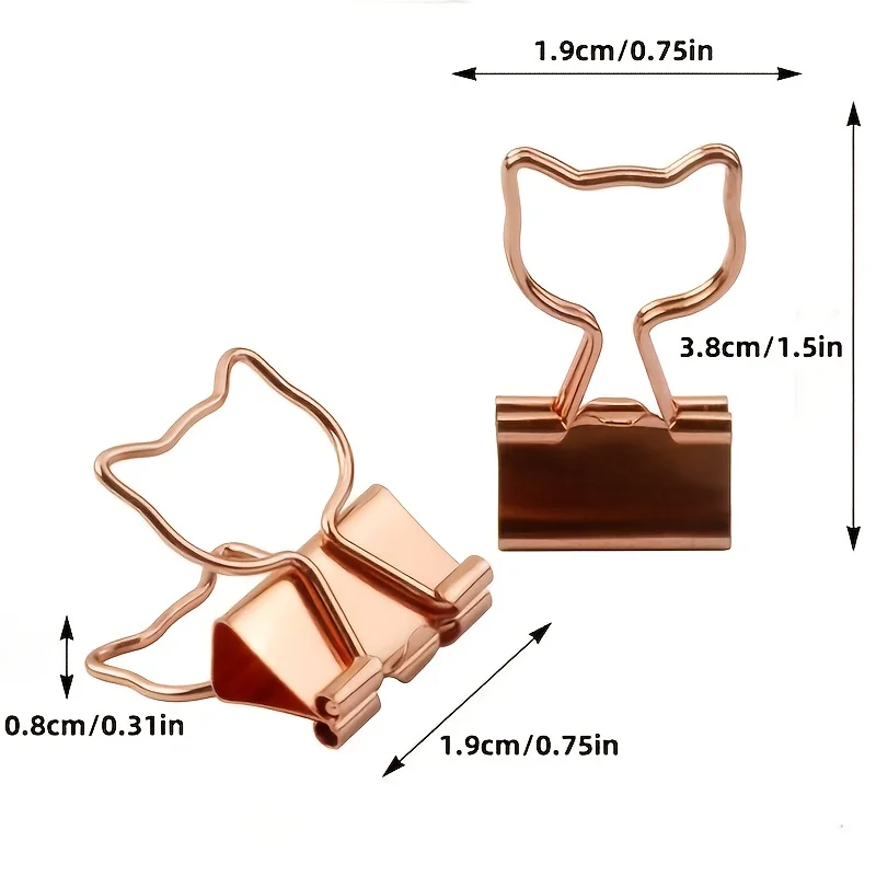 20/10pcs Metal Clips, Cute Cat Rose Golden Paper Clips Study Supplies Office Supplies Used to Secure Photos, Receipts, And Notes