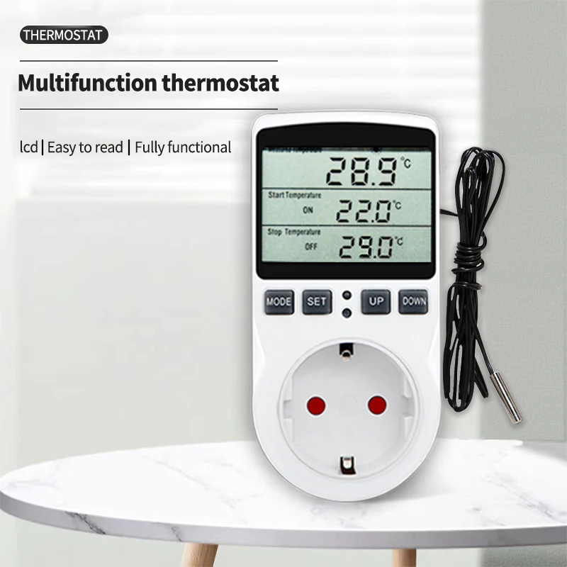 

EU/US/FR/UK Thermostat Timer Socket Digital Temperature Controller Socket Outlet With Timer Switch Sensor Probe Heating Cooling