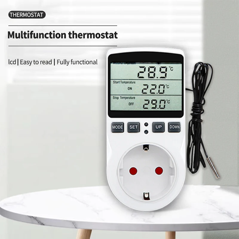 EU/US/FR/UK Thermostat Timer Socket Digital Temperature Controller Socket Outlet With Timer Switch Sensor Probe Heating Cooling