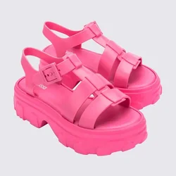 Mini Melissa Women's Pvc Sandals Summer 2024 Adult Girls Woven Jelly Shoes Ladies Matsutake Sole Roman Shoes Holiday Beach Shoes