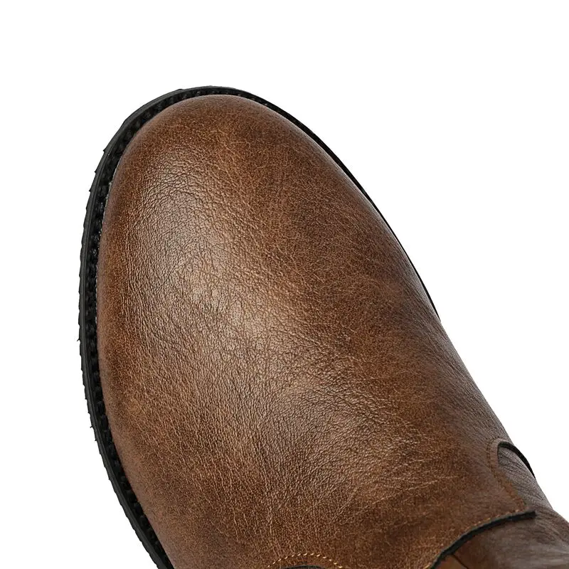 SIMLOVEYO Бренд 2025 Винтажные женские сапоги до колена с круглым носком на плоской подошве на молнии размера плюс 46 47 48, повседневные женские сапоги в стиле вестерн Bota