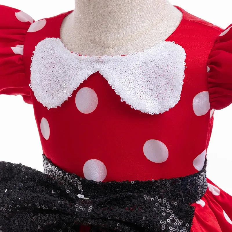 Toddler Girl Mickey Minnie Mouse Costume Halloween Bow Dress for Child Birthday Party Cosplay Princess Outfit 1-8T