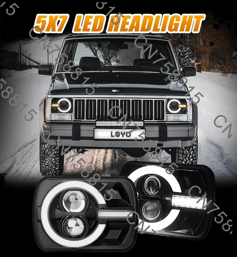 

For Jeep Wrangler YJ Cherokee XJ H6054 H5054 H6054LL 69822 6052, 5x7 7x6 Light Emitting Diode Headlights H6054