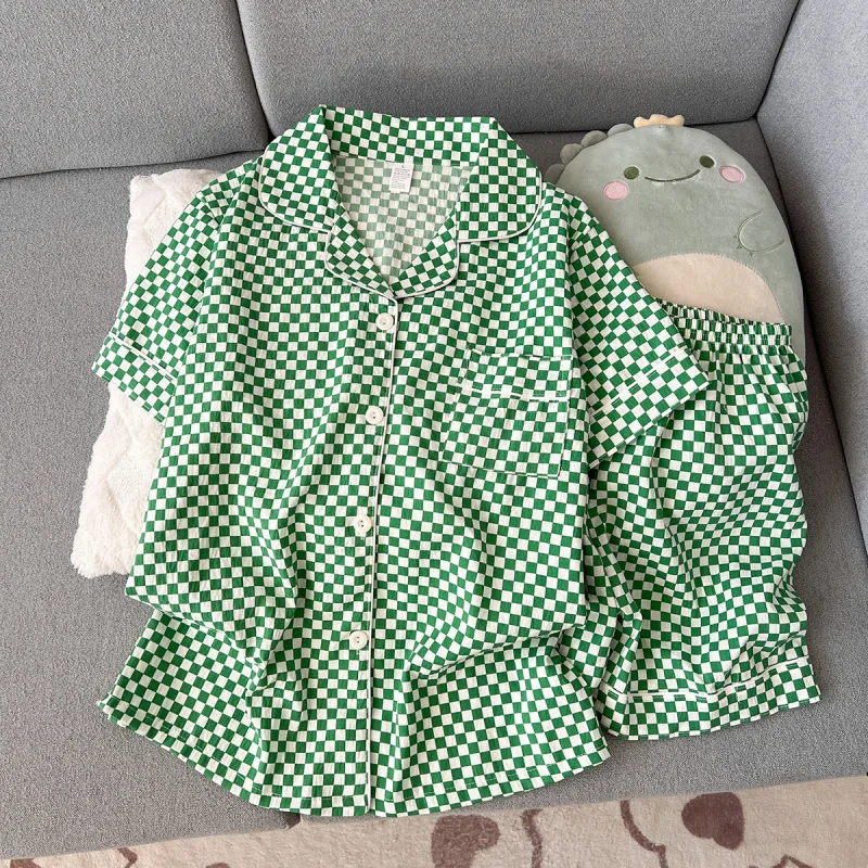 

2Summer short-sleeve pajama set for women, comfortable and trendy, shorts can be worn outside, home wear set