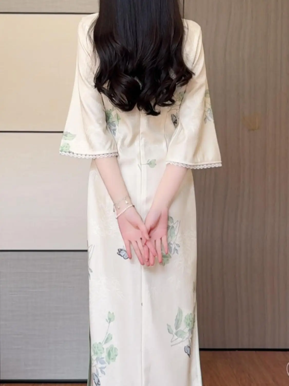 Primavera Chesongam Vintage Colletto alla coreana Stampa Qipao Donna Abiti eleganti Abiti di media lunghezza in stile cinese Costume Qipao