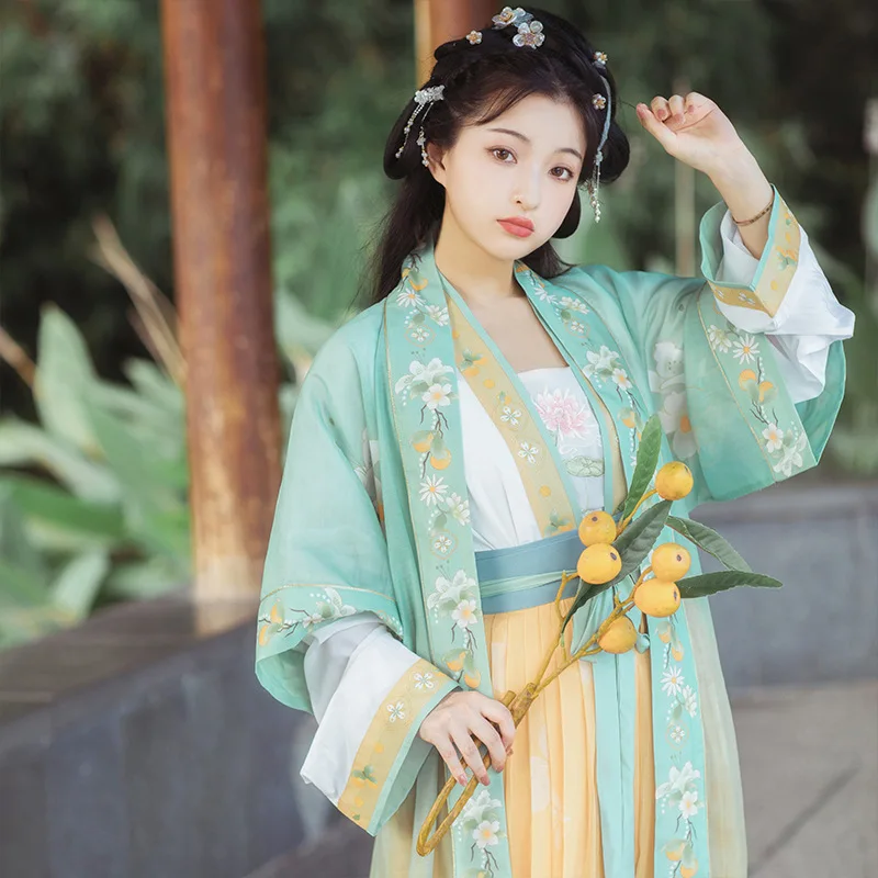 

Song Dynasty Daily Hanfu Modern Waist-length Skirt Square Collar Ancient Chinese Traditional Clothing Hanfu Dress for Women