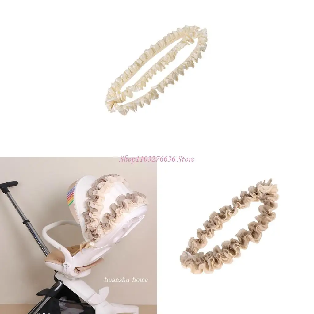 

R6FD Elegant Lace Trim For Baby Strollers Ruffled Lace Pram Cart Sunshade Decoration Adorable Hanging Accessories