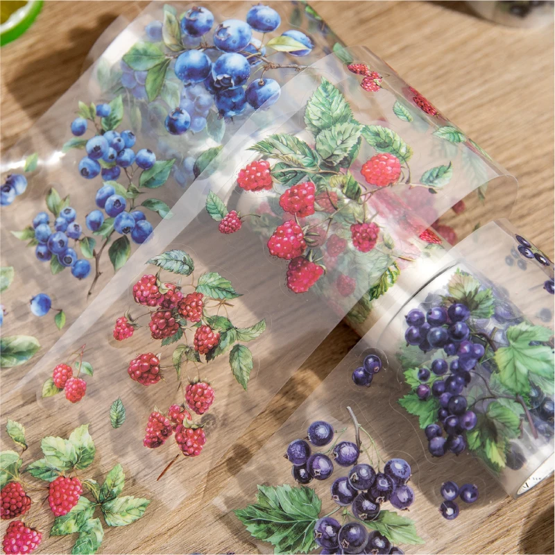 60mm*2m PET Tape Wild berries Stickers Creativity Scrapbooking Hand Account Adhesive hand made Diy Junk Journal Craft Supplies