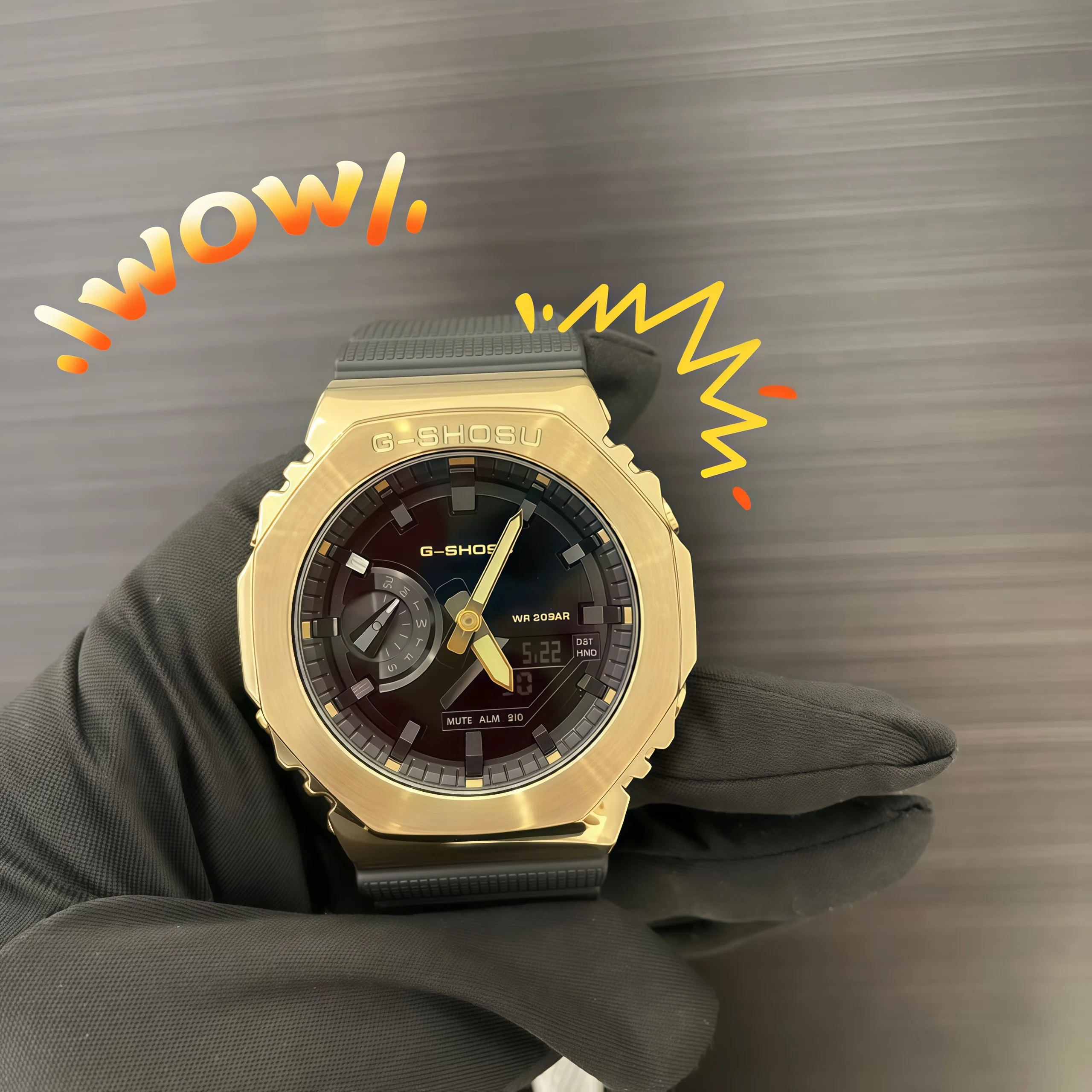 

Iced Out Watch Unisex Sports Watch, Alloy Case, World Time, Full-Featured, Dual Display, Oak Series