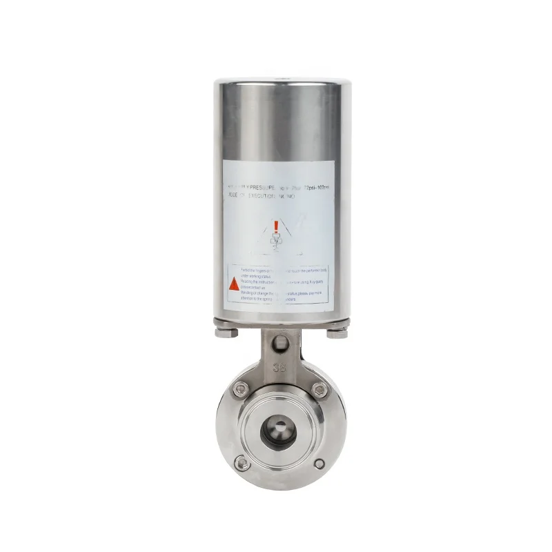 hygienic Food grade triclamp sanitary pneumatic actuator tri clamp stainless steel butterfly valve