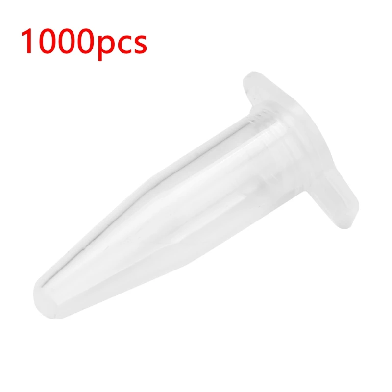 1000 Pcs 0.2ml Round Bottom Centrifuge Tubes w Attached Caps Clear White