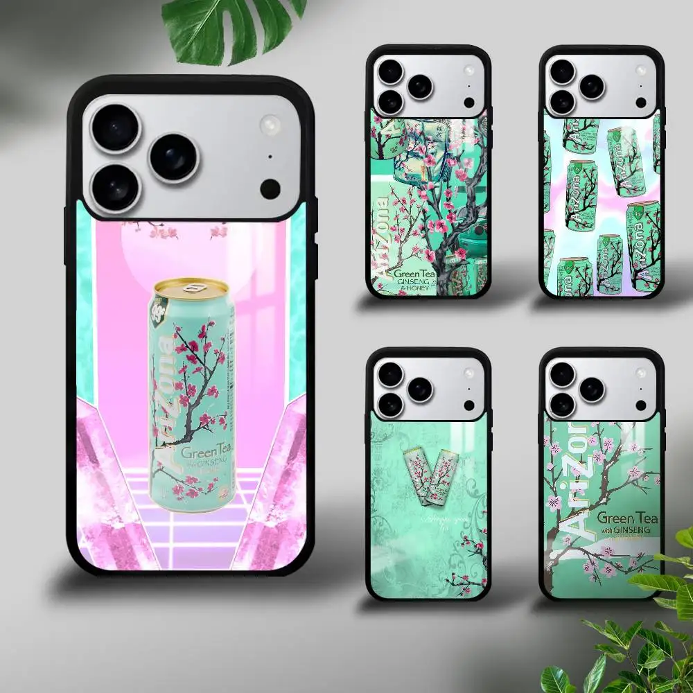 Funda de teléfono Vaporwave A-Arizona Ices Tea para IPhone 16 15 14 13 12 11 Pro Max Plus Mini Plus, Funda protectora de superficie de espejo duro