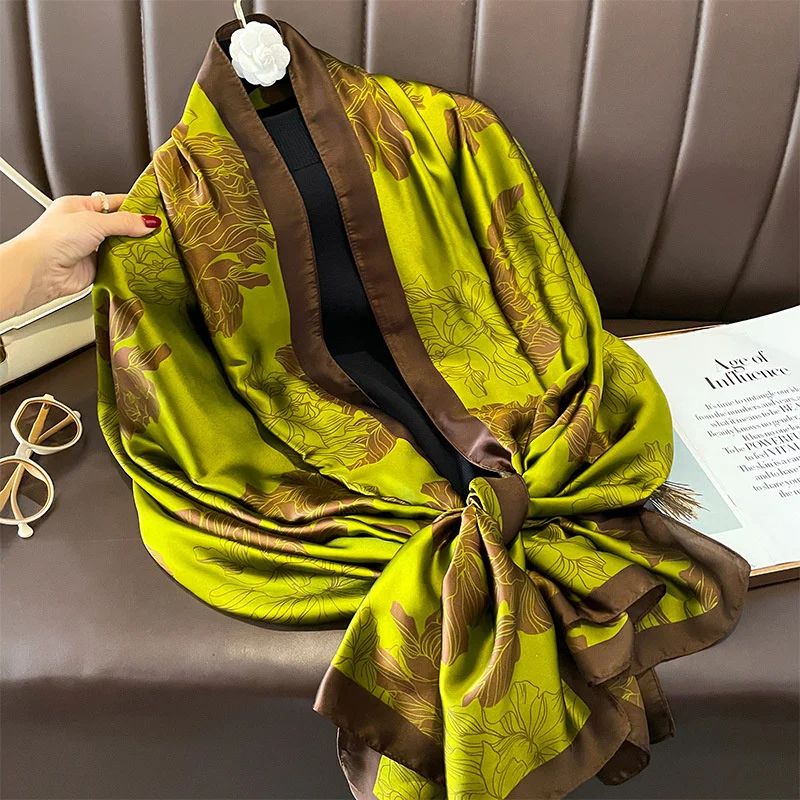 180*90cm Luxury Brand Women Summer Silk Scarves Shawl Lady Wrap Soft Female Europe Designer Beach Bandanna foulard muffler pareo