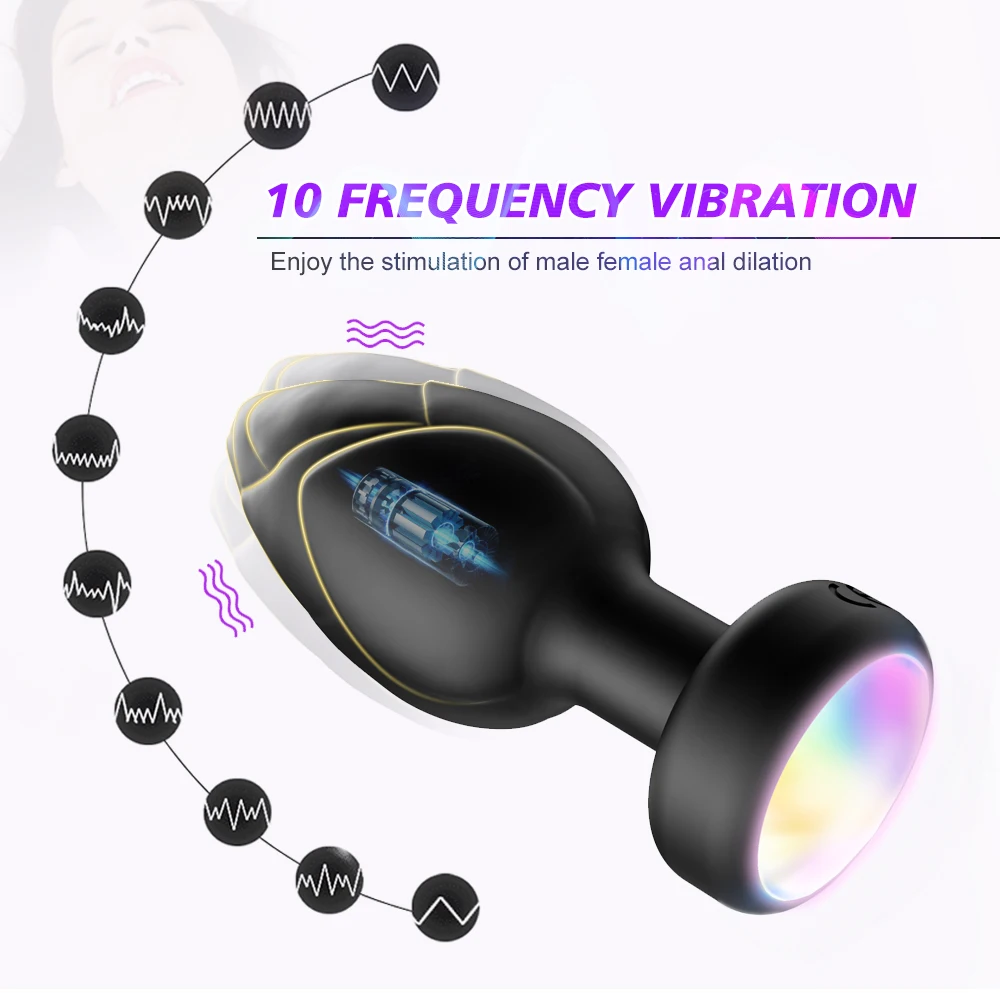 Vibrador de silicone para homens e mulheres, controle remoto sem fio, vagina, bunda, masturbador, massageador de próstata, brinquedos sexuais, base de luz LED