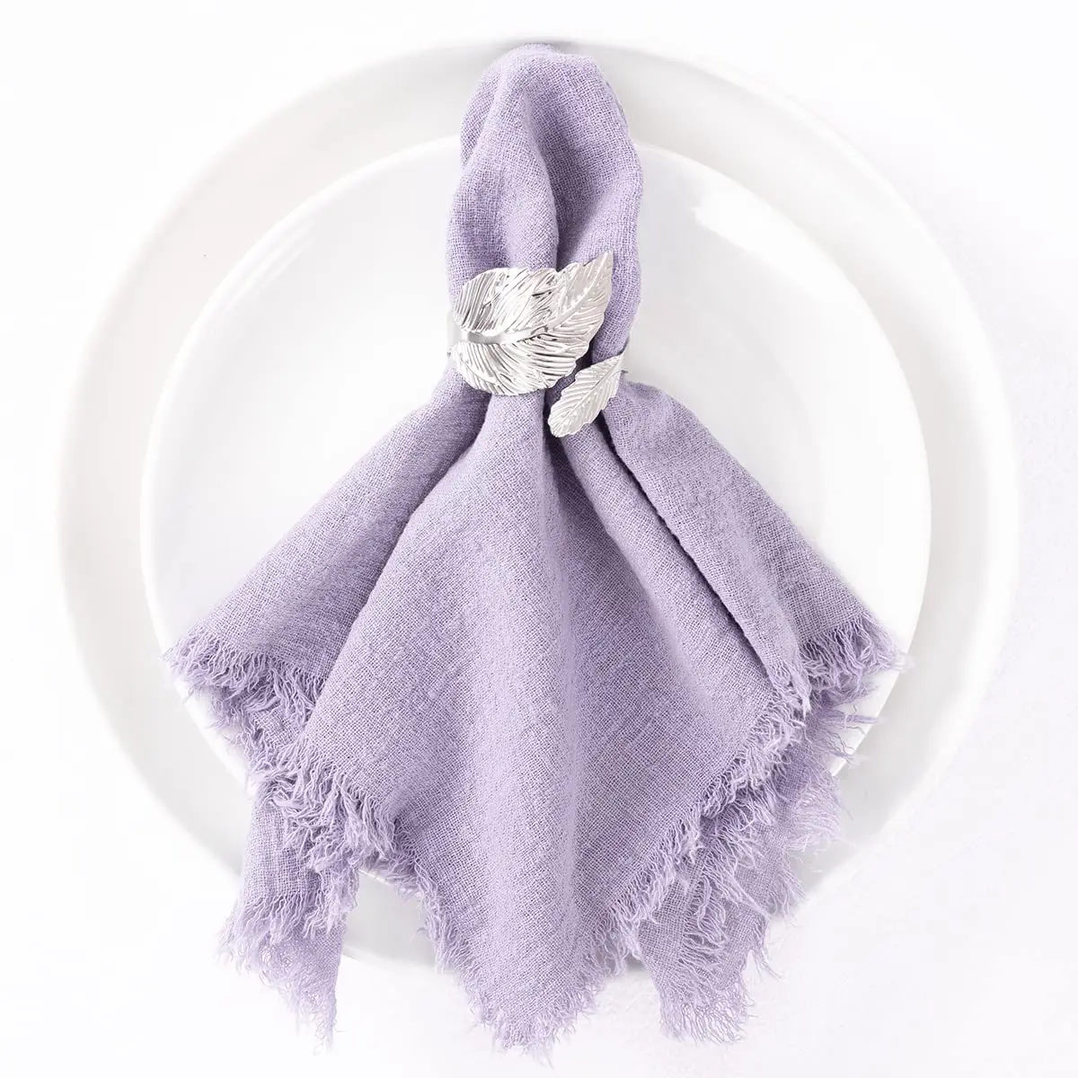 20pcs 32x32cm Wholesale Purple Gauze Cotton Cloth Napkins Reusable Tea Towel Wedding Party Table Decor Retro Burrs napkin