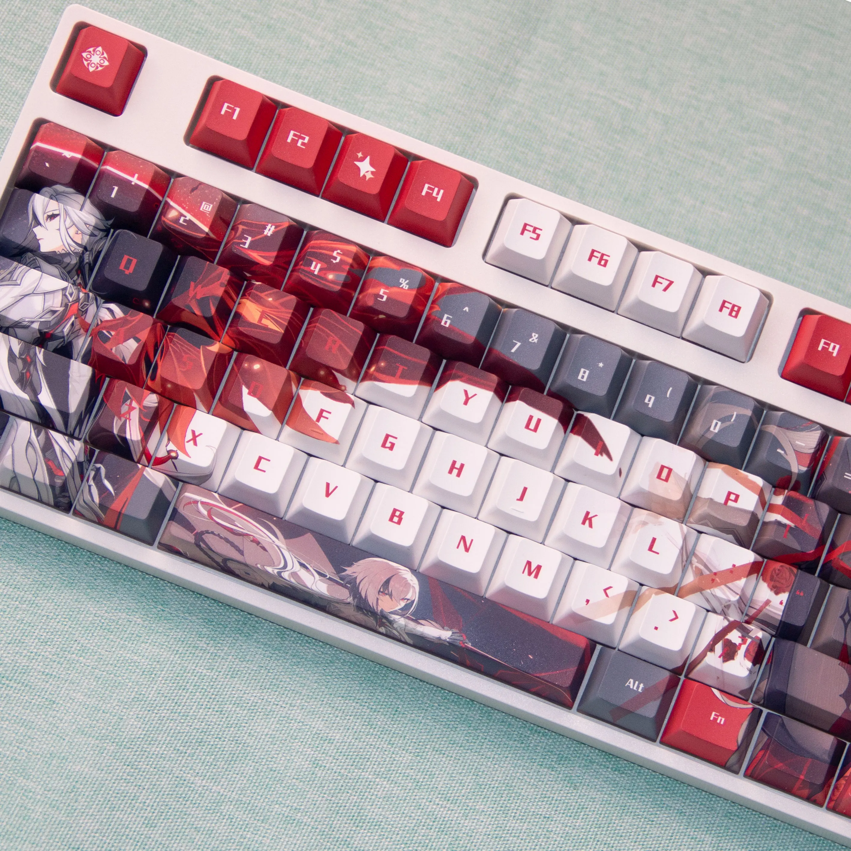 MAIMOOO Genshin Impact Arlecchino Keycap Cherry Profile PBT Custom Peruere Anime Game Keycaps for MX Switch Mechanical Keyboard