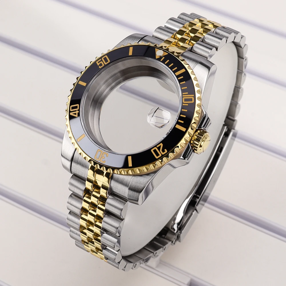 40mm Watch Case Bracelet Sapphire Glass For Seiko NH35 NH36 NH34 NH38 4R36 Miyota 8215 ETA 2824 GMT SUB watch parts Slide Buckle