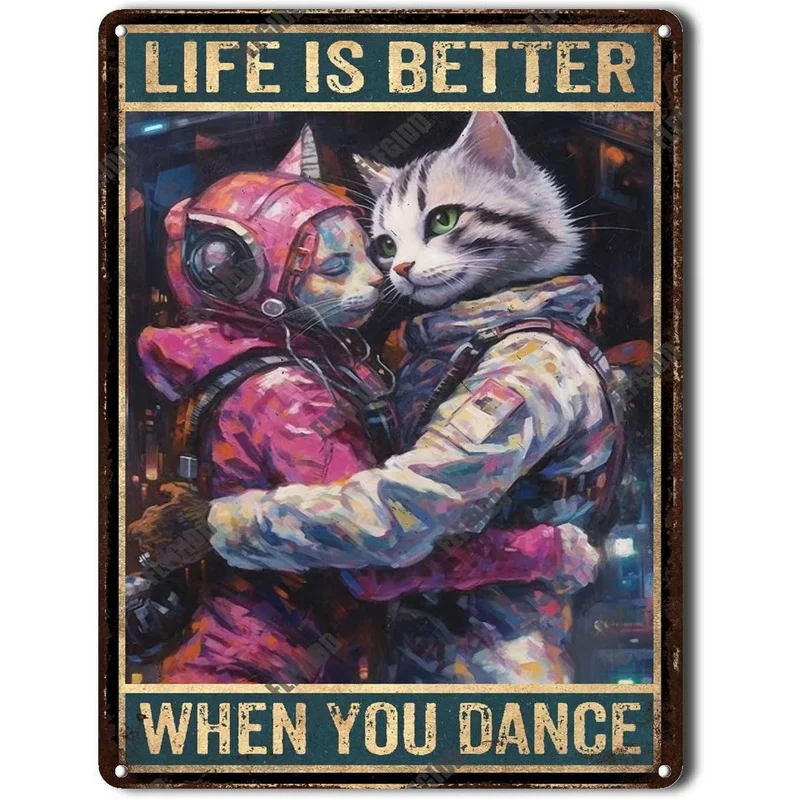 No Coffee No Workee Cat Metal Tin Signs Cat Lovers Gift Vintage Plaque Metal Man Cave Bar Pub Club Cafe Home Wall Decoration