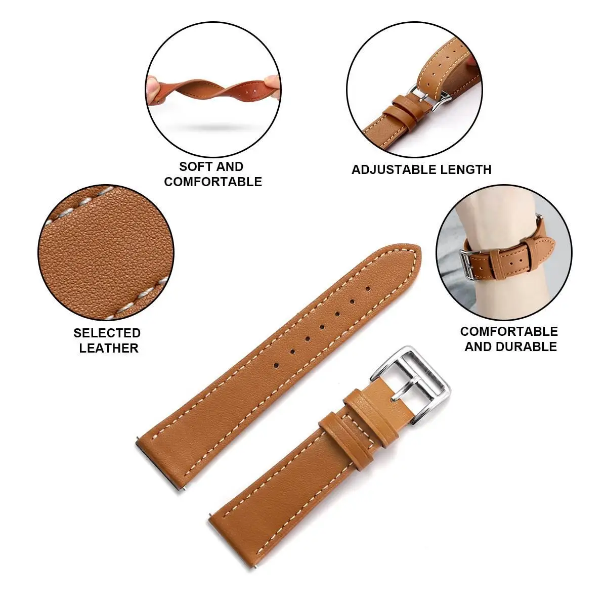 20mm 22mm Band For Samsung Galaxy watch 6/4 classic 5 pro/Active 2 44mm 40mm Sport Leather bracelet Huawei GT 4-3-Pro-2-2e strap