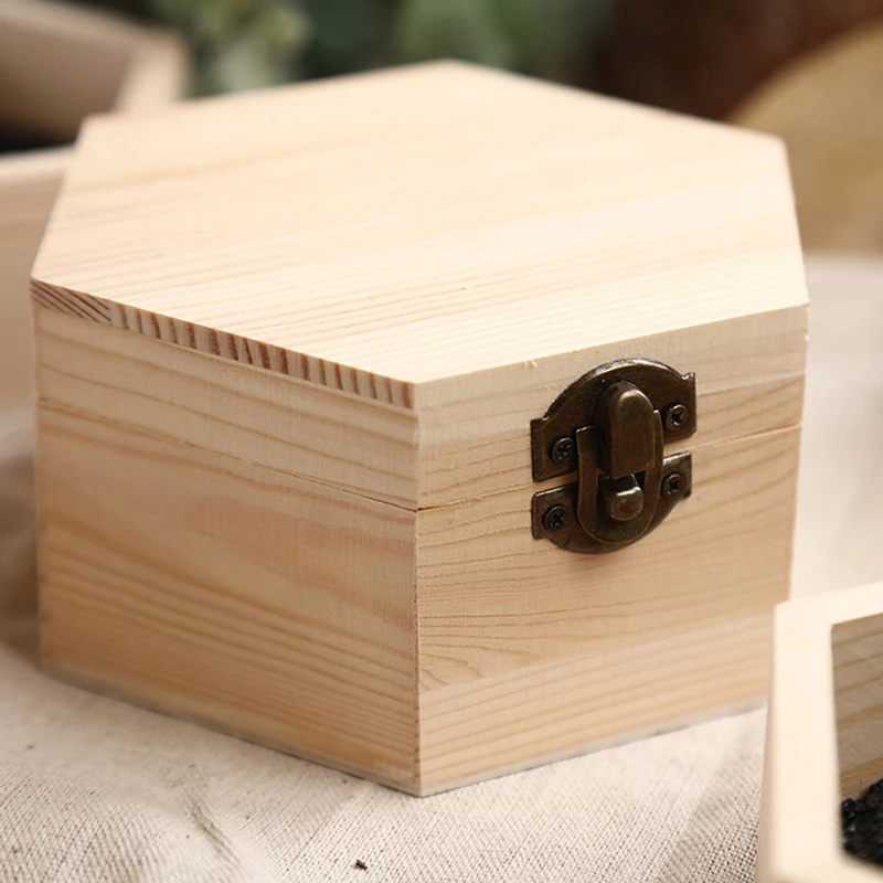 Hexagonal Shaped Wooden Storage Box Jewelry Wedding Gift Box Jewelry Display