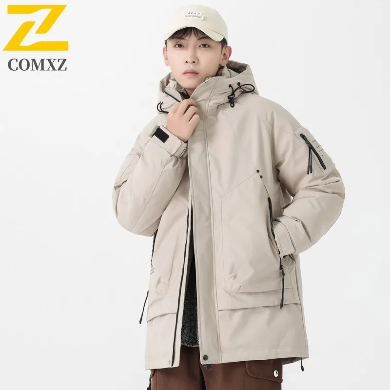 COMXZ Men Puffer Jacket Wear Resistant High Quality Waterproof Skiing Padded Jacket Mountaineering Cold-Resistant Winter Jacket