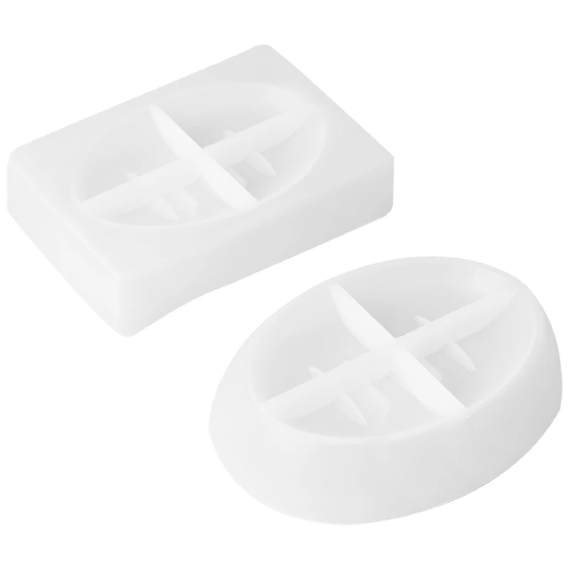 

2PCS Silicone Soap Dish Resin Mold Oval/Square Drain Soap Box Epoxy Resin Casting Mould Home Organizer