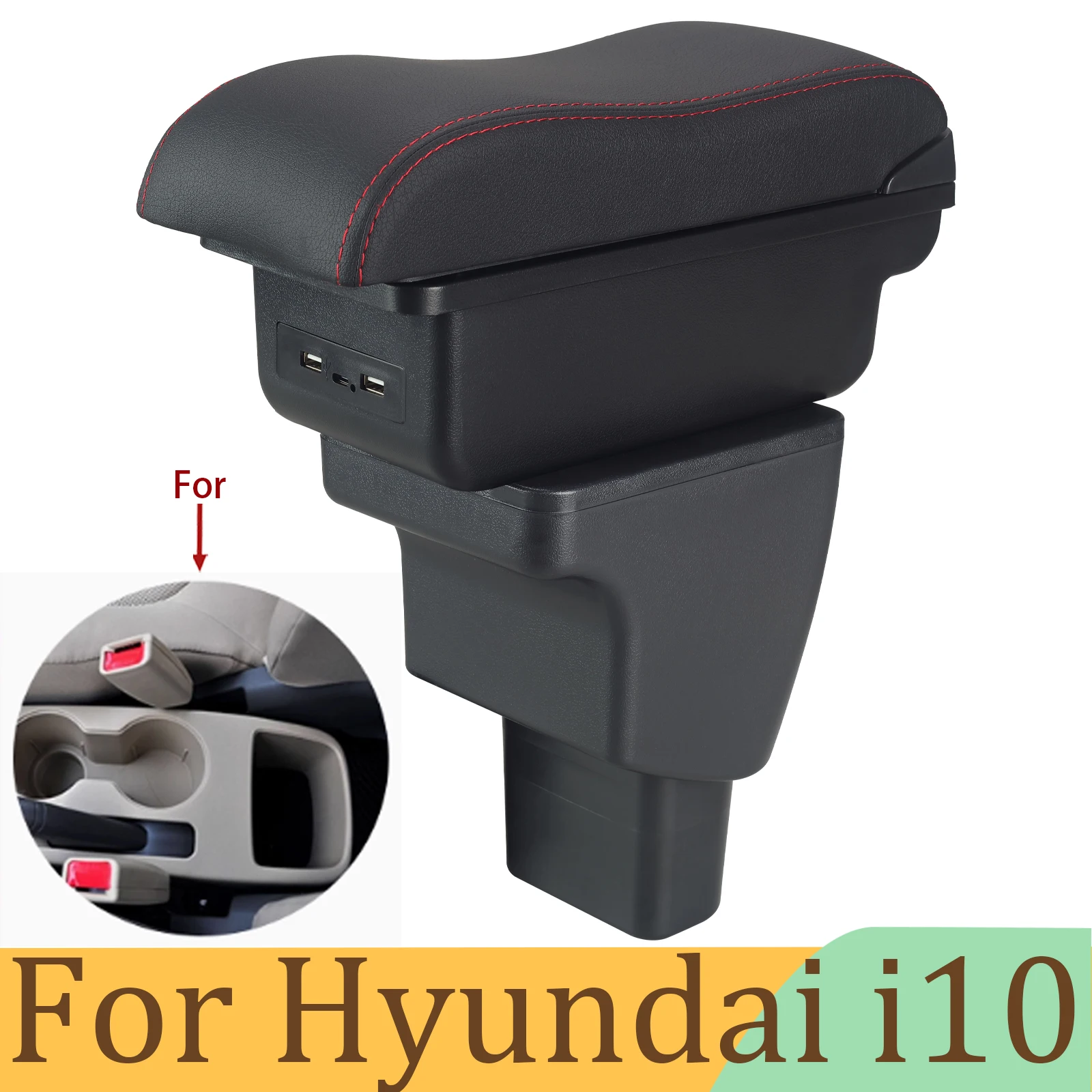 For Hyundai I10 Armrest Box for Hyundai I10 Car Armrest Interior Parts Details Retrofit Parts Storage Box Car Accessories